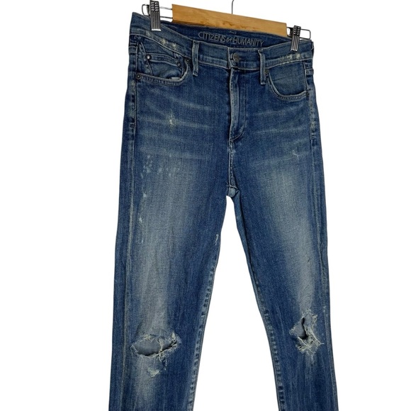 Citizens of Humanity Rocket High Rise Skinny Distressed Denim Blue Jeans Size 28 - Picture 4 of 9